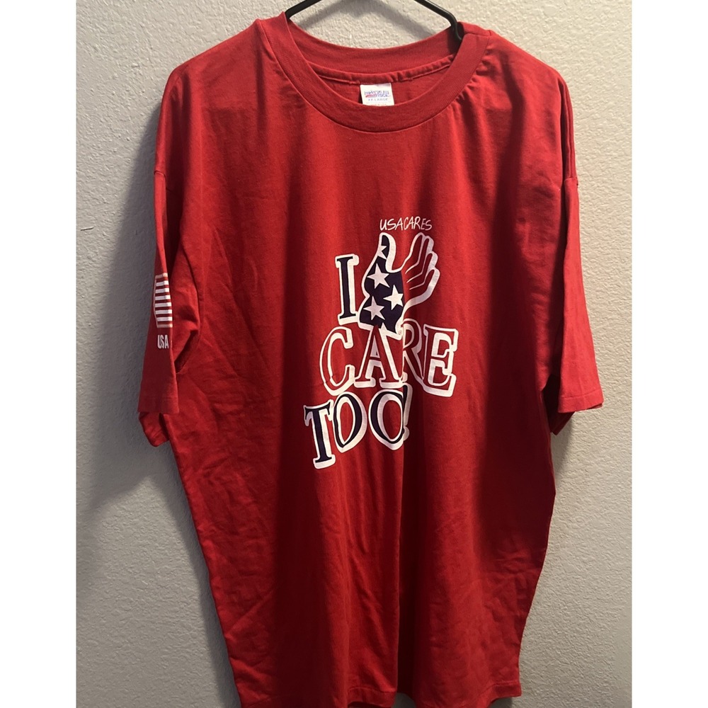 USA CARES Single Stitch T-Shirt  I Care Too Eagle USA‎ Size XXLarge Made In USA